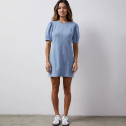 MONROW Indigo French Terry Seamed Dress LIGHTWASH Fashion